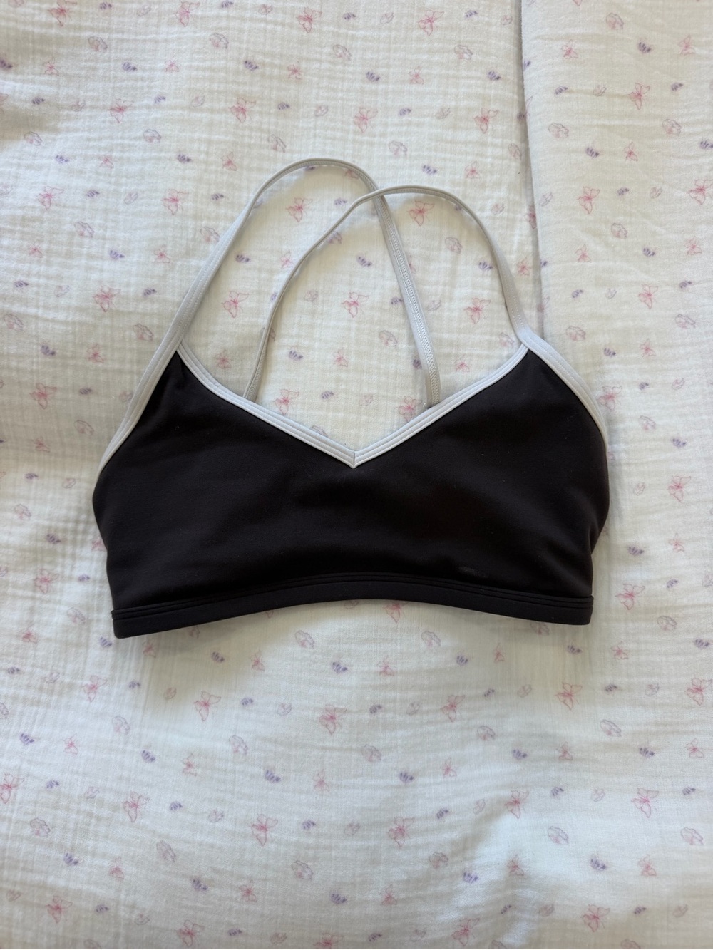 Women’s Brown Crop Bralette with White Trim